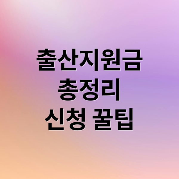 출산지원금
총정리
신청 꿀팁 (지역별 지원금 비교로 보는 출산지원금 신청 방법 한눈 정리)