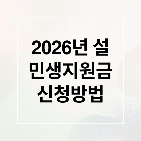 2026년 설
민생지원금
신청방법 (2026 설 민생지원금 60만원)