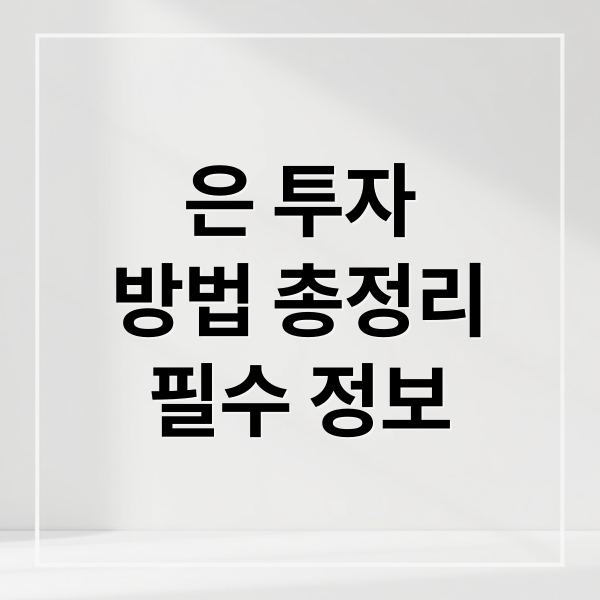 은 투자
방법 총정리
필수 정보 (은 투자 방법)
