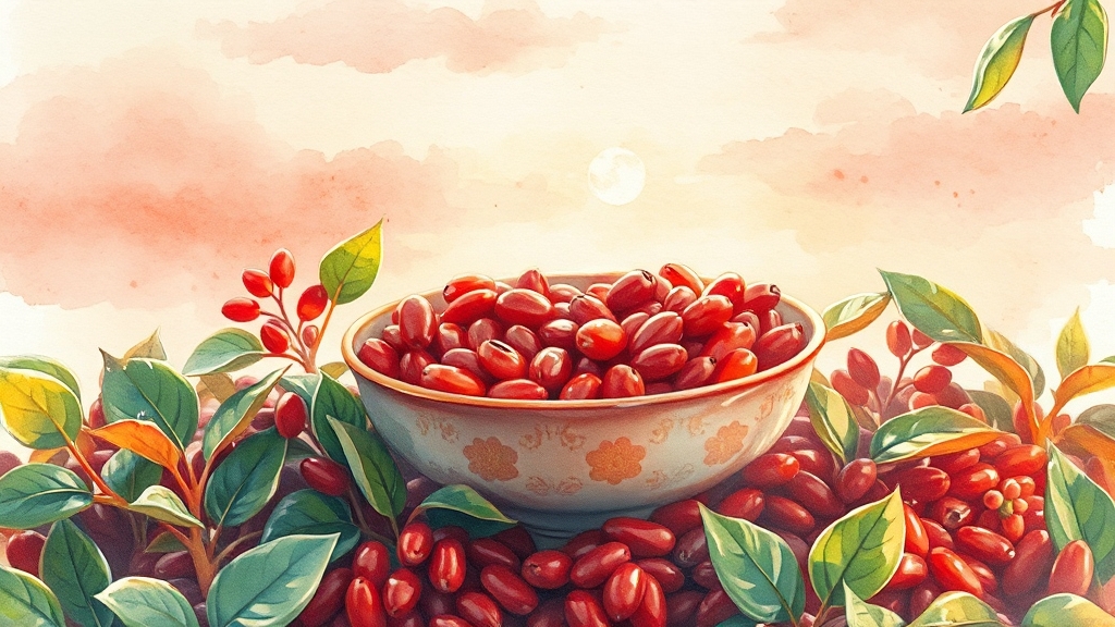 팥, 영양 성분 & 다양한 효능 (watercolor 스타일)