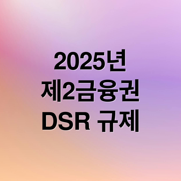 2025년
제2금융권
DSR 규제 (제2금융권 대출 규제)