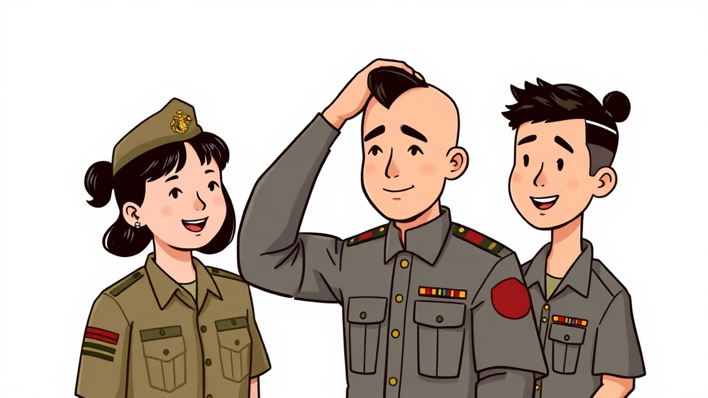 군인 가문의 영향과 가족의 든든한 지지 (cartoon 스타일)