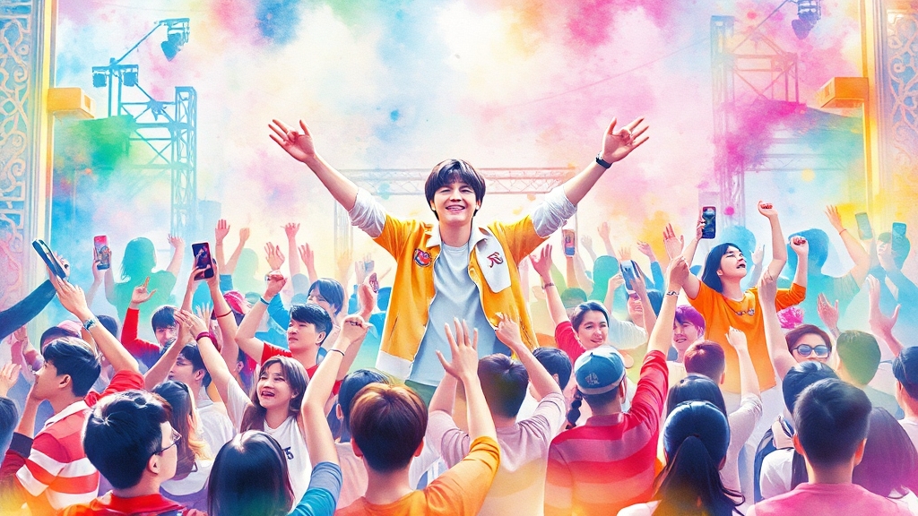 팬덤 문화: 응원 광고와 팬 활동 (watercolor 스타일)
