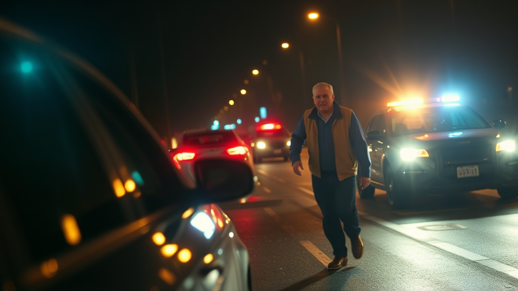 사건의 전말: 음주운전 후 도주 시도 (realistic 스타일)