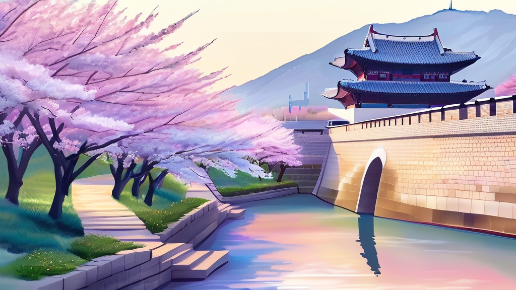 당진의 숨은 벚꽃 명소 5곳 (watercolor 스타일)