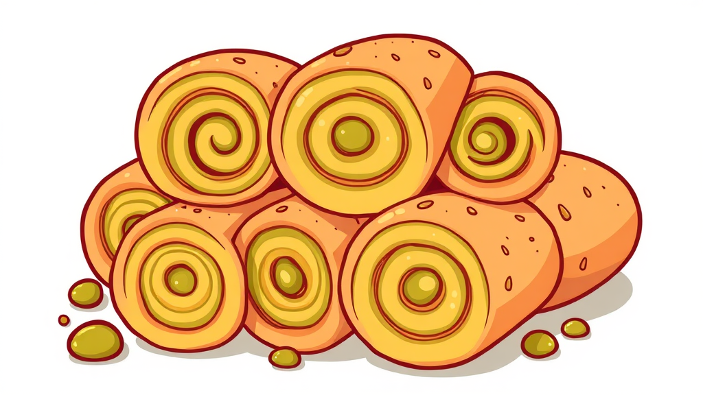 두바이 쫀득롤: 맛은 어때? (cartoon 스타일)