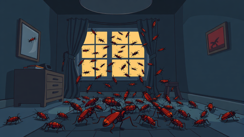 바퀴벌레 꿈: 심리적 해석 (cartoon 스타일)