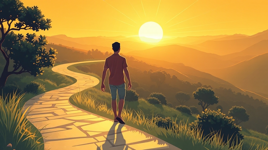 시간 관리, 자기 계발, 긍정적 사고 (illustration 스타일)