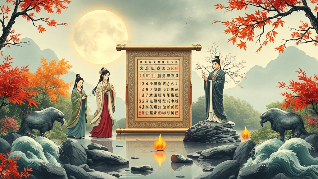 사주 원리: 만세력과 오행 (realistic 스타일)