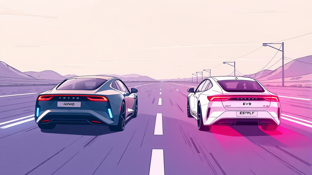 주행거리 및 배터리 성능 비교 (illustration 스타일)