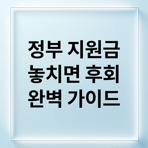 정부 지원금
놓치면 후회
완벽 가이드 (신청 안 하면 손해 보는 지원금 완벽 모음 가이드)