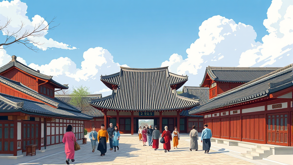 조선 시대로 떠나는 시간 여행: 오픈세트장 소개 (illustration 스타일)