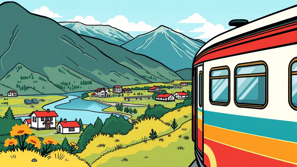 기차 여행으로 만나는 남도의 특별한 경험 (cartoon 스타일)