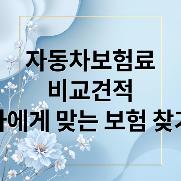 자동차보험료
비교견적
나에게 맞는 보험 찾기 (자동차보험료 비교견적)