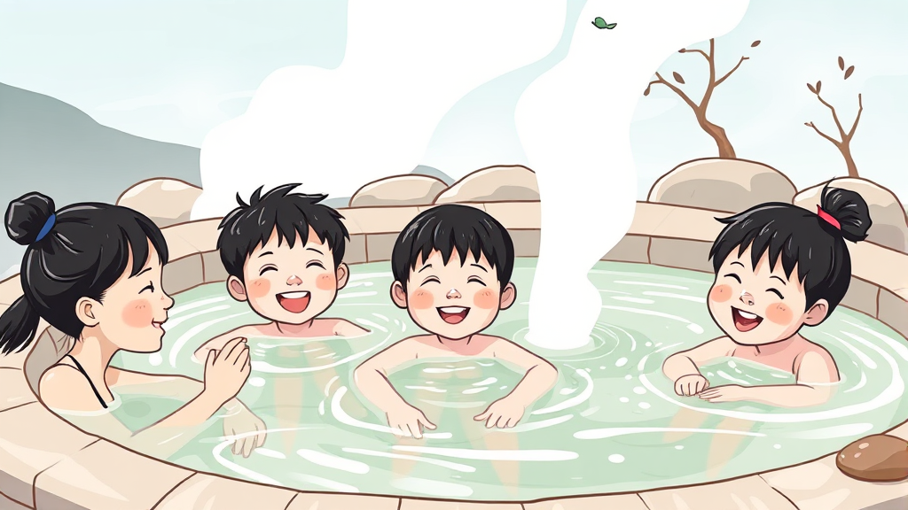 부곡온천 가족 여행 꿀팁 (illustration 스타일)