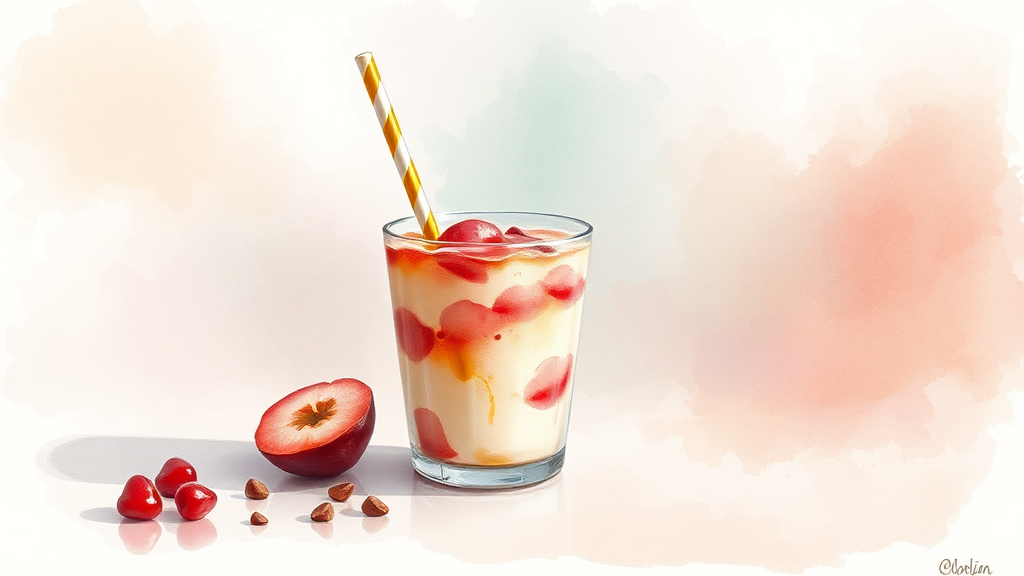 두쫀쿠와 찰떡궁합 음료 추천 (watercolor 스타일)