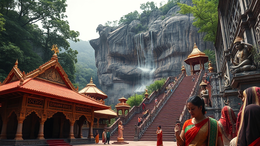 문화 체험: 바투 동굴 & 이슬람 사원 (realistic 스타일)