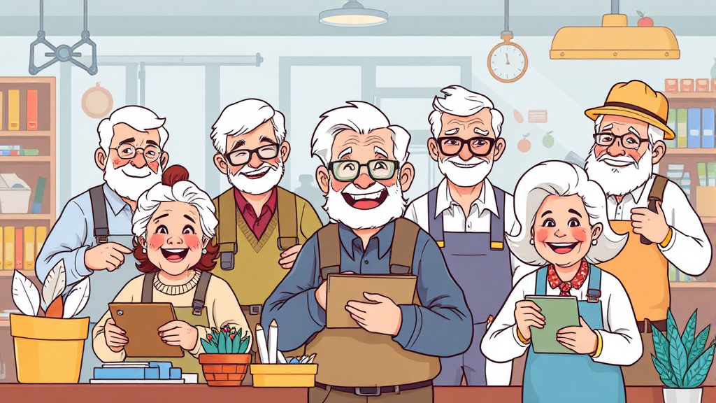 일자리 유형별 특징 (cartoon 스타일)