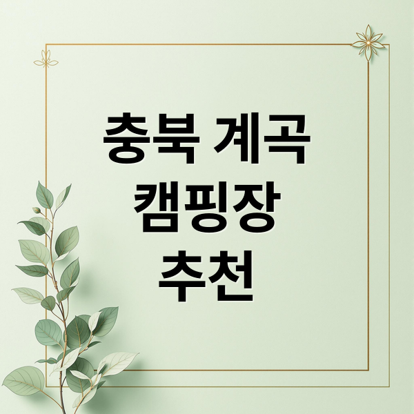 충북 계곡
캠핑장
추천 (여름휴가 충청북도 시원한 캠핑장)