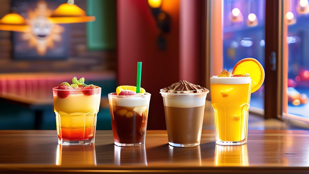 콜라보 음료와 푸드 메뉴 소개 (realistic 스타일)