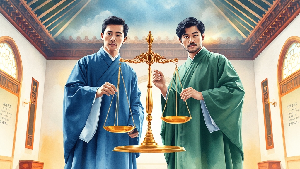 공소청 vs 중수청, 역할 분담은? (watercolor 스타일)