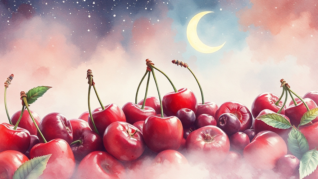 체리의 주요 영양 성분 (watercolor 스타일)