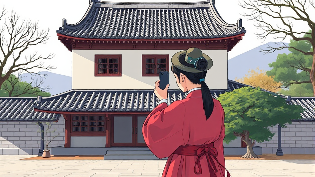 인생샷 명소: 한복 체험과 특별한 추억 만들기 (illustration 스타일)