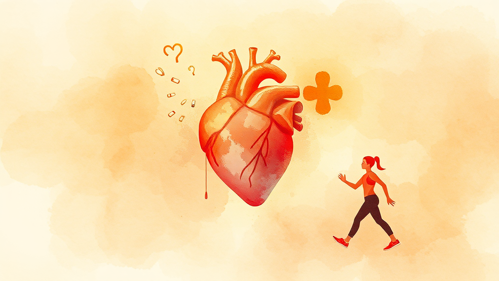 심부전 치료 핵심 (watercolor 스타일)