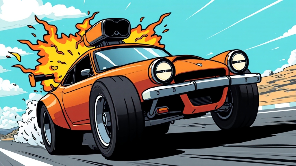 엔진 성능 및 주행 경험 (cartoon 스타일)