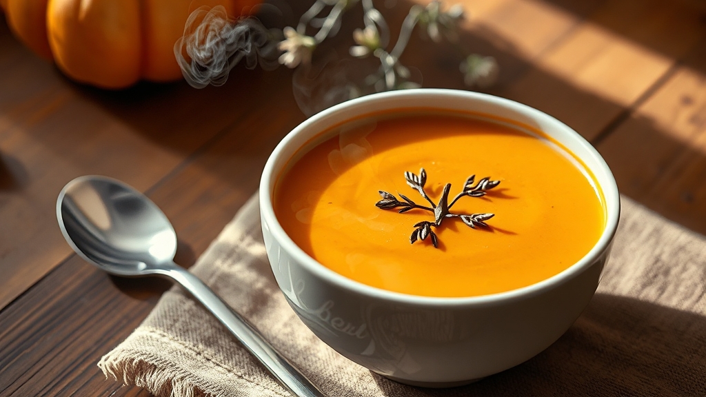 호박죽, 환자식 & 소화 개선 (realistic 스타일)