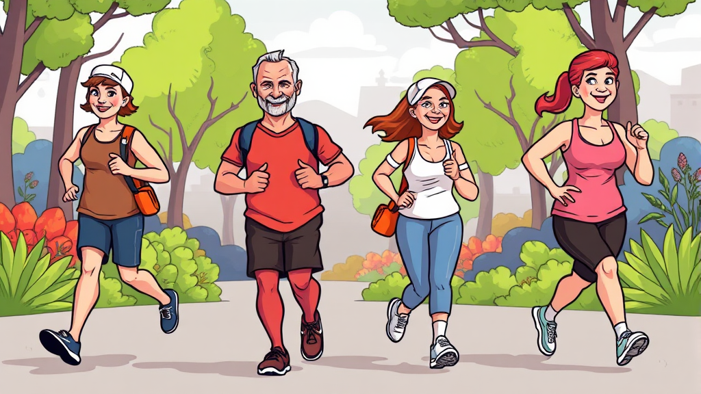 중년 맞춤 운동, 이렇게 시작하세요! (cartoon 스타일)