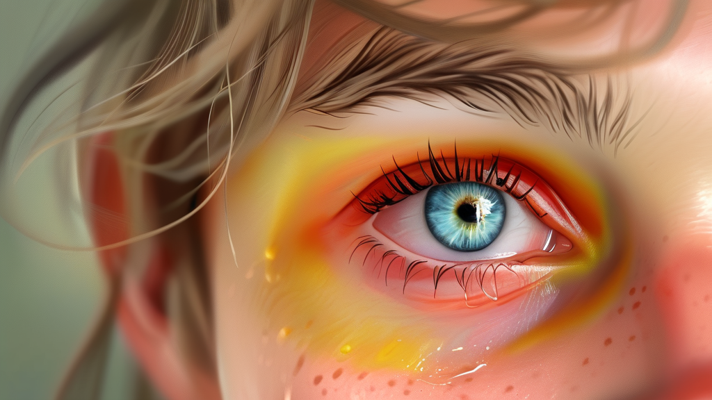 꽃가루 알레르기 눈 가려움의 주요 증상 (realistic 스타일)