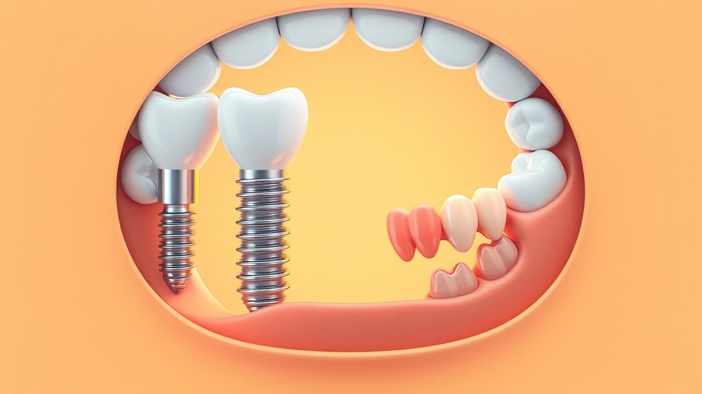 임플란트 vs 틀니: 기본 개념 비교 (cartoon 스타일)