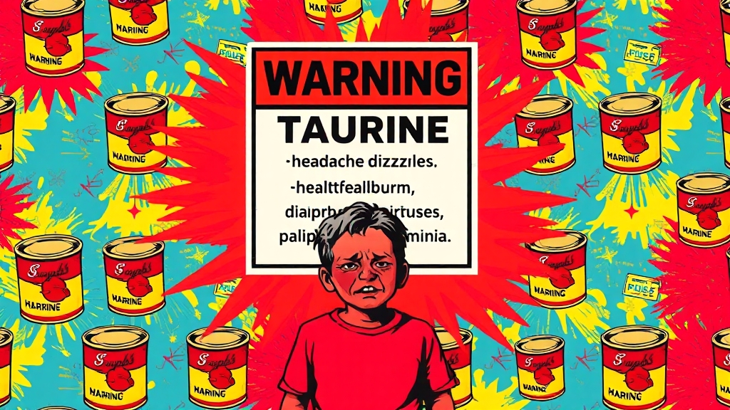 타우린 섭취 시 주의사항 (popart 스타일)