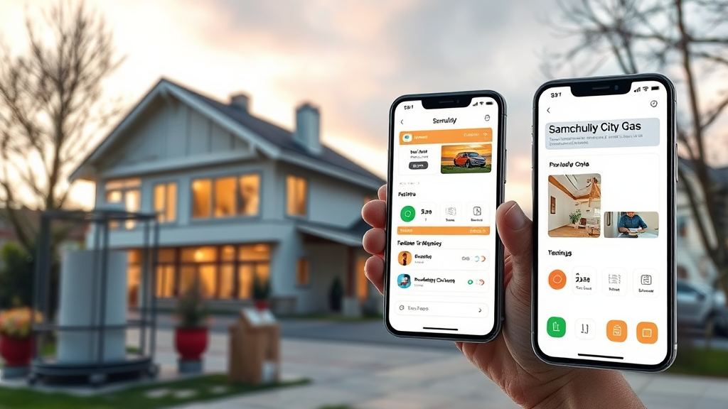 삼천리 도시가스, 디지털 고객센터와 모바일 앱 활용법 (realistic 스타일)