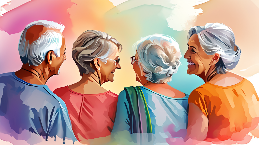 노인 일자리 관련 기관 및 지원 정책 (watercolor 스타일)