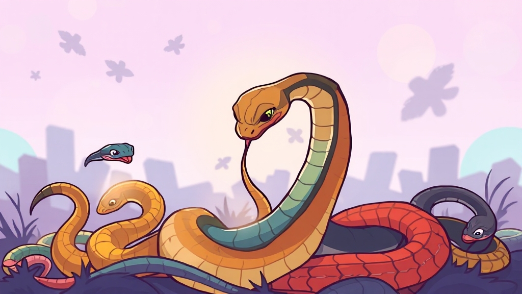 뱀 종류별 꿈 해몽 (cartoon 스타일)