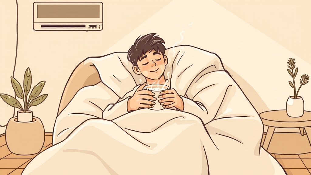 냉방병 치료 및 관리법 (cartoon 스타일)