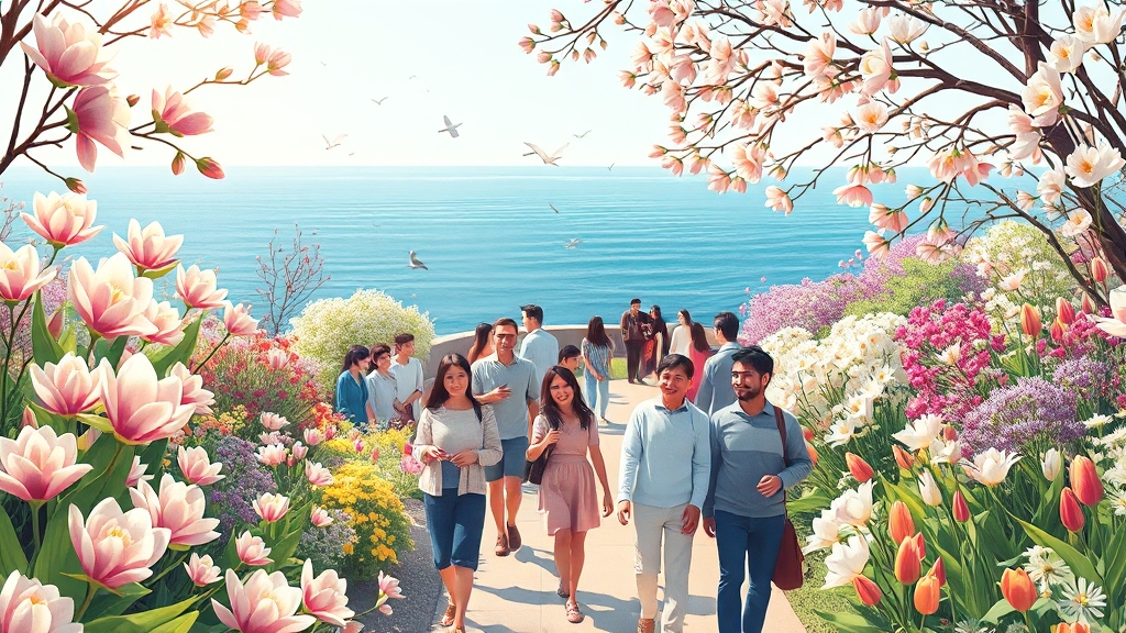 지금, 천리포수목원의 봄 축제 (illustration 스타일)