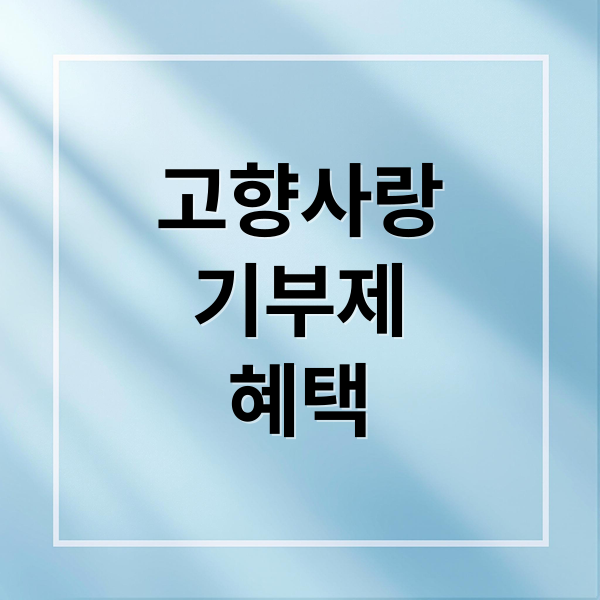 고향사랑
기부제
혜택 (고향사랑 기부제 세액공제 답례품)