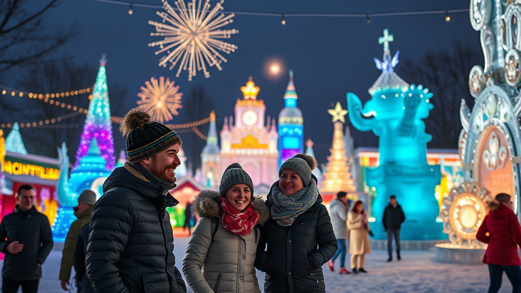 겨울 축제 종류별 특징 (realistic 스타일)