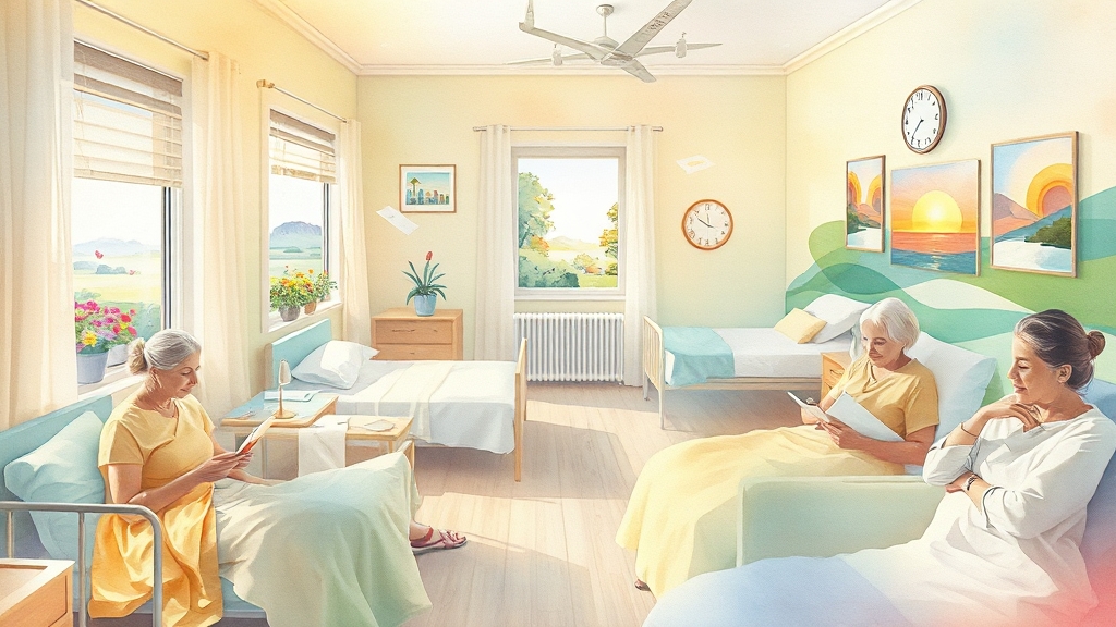 요양병원 이용, 필요한 지원 및 절차 (watercolor 스타일)