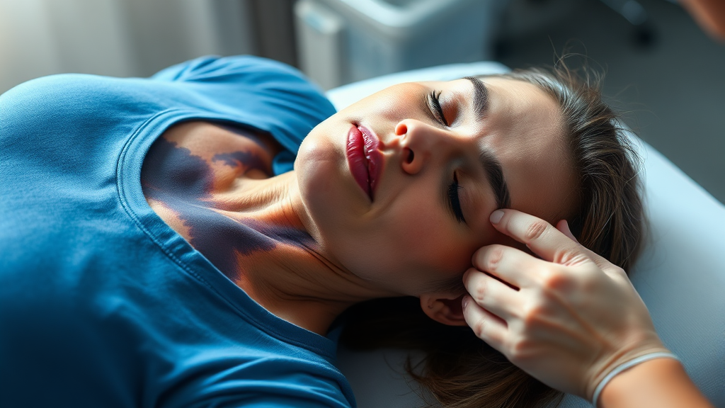 경동맥 초음파 검사 과정 (realistic 스타일)