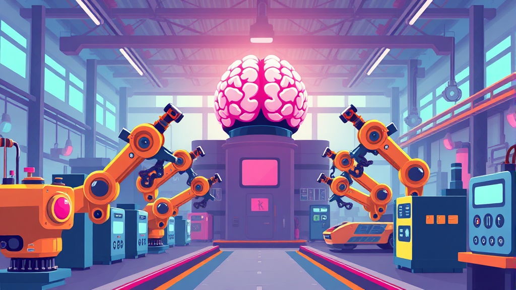 스마트팩토리와 AI의 융합 (cartoon 스타일)