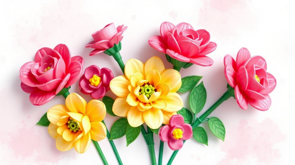 레고 꽃다발 조립 과정 및 팁 (watercolor 스타일)