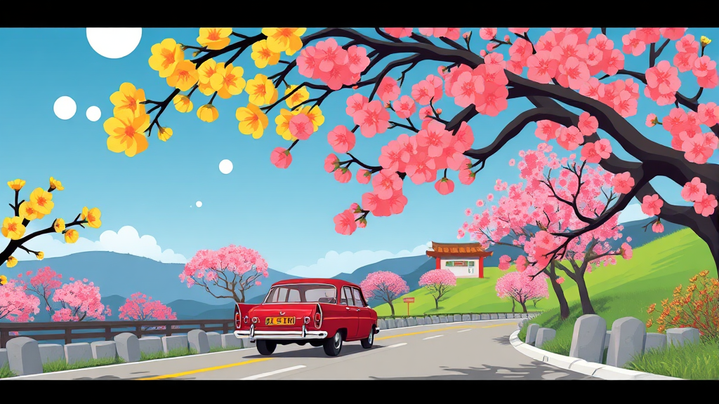 3월 전남 여행 팁: 교통, 먹거리, 그리고 놓치지 말아야 할 축제 (cartoon 스타일)