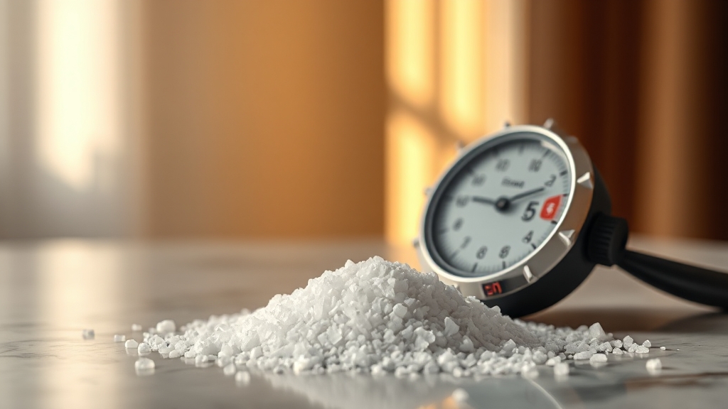 미네랄 소금 섭취 시 주의사항 (realistic 스타일)