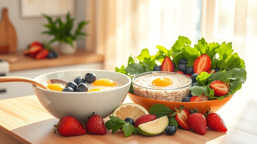 아침 식사 습관과 체중 관리 (watercolor 스타일)