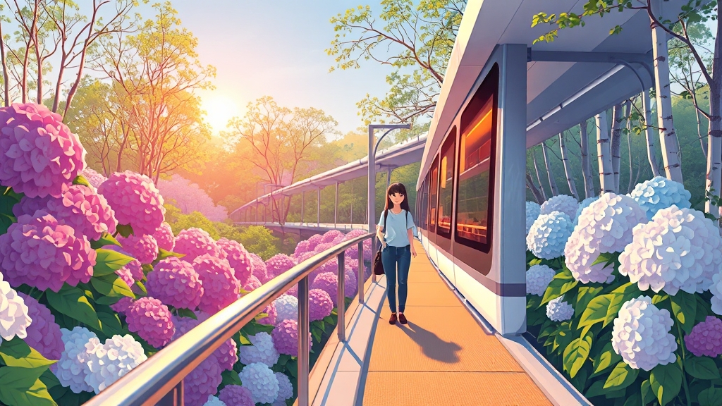 모노레일 이용 팁과 도보 코스 소개 (illustration 스타일)