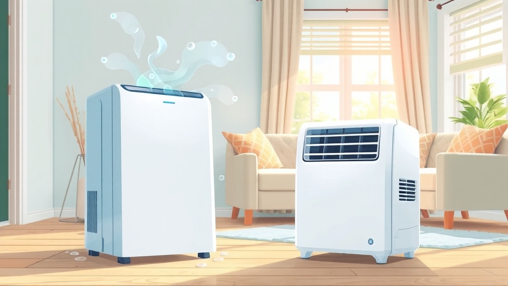 에어컨 vs 제습기, 장단점 비교 (cartoon 스타일)